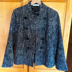 Down-east navy tweed women’s double breasted blazer jacket in size large
